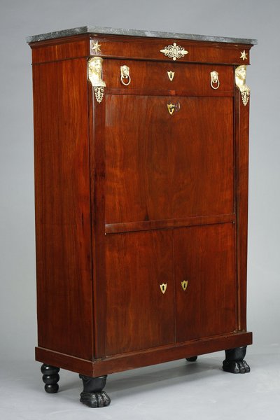 MAHOGANY AND MAHOGANY VENEER CONSULAT COMMODE AND SECRETARY