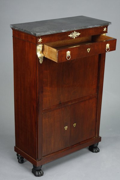 MAHOGANY AND MAHOGANY VENEER CONSULAT COMMODE AND SECRETARY