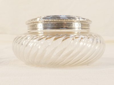 Bonbonniere ART NOUVEAU in CRYSTAL and SOLID SILVER with IRIS decoration