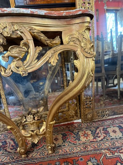 LOUIS XV WALL CONSOLE - 18th CENTURY IN GILT WOOD