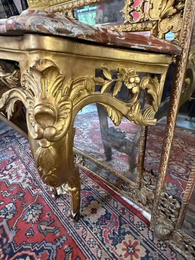 LOUIS XV WALL CONSOLE - 18th CENTURY IN GILT WOOD