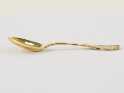 12 small mocha spoons in SOLID SILVER vermeil Minerva 1st title