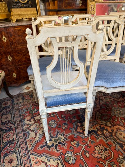 SET OF SIX LOUIS XVI STYLE LYRE CHAIRS