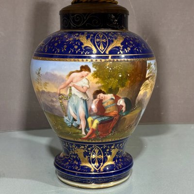 Antique Royal Vienna Porcelain Lamp Painted