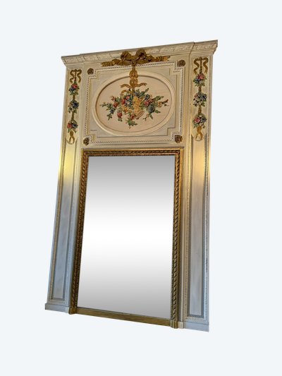 LOUIS XVI FIREPLACE TRUMEAU IN LACQUERED WOOD