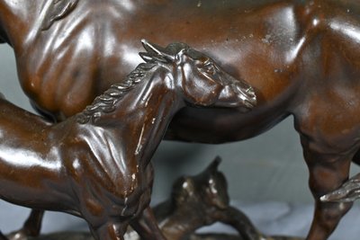 Mare and her foal in Regulus, after P-J.Mène – End of the 19th century