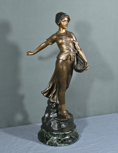 Spelter Sculpture Titled “Sower”, signed A. de Ranieri – Mid 20th century