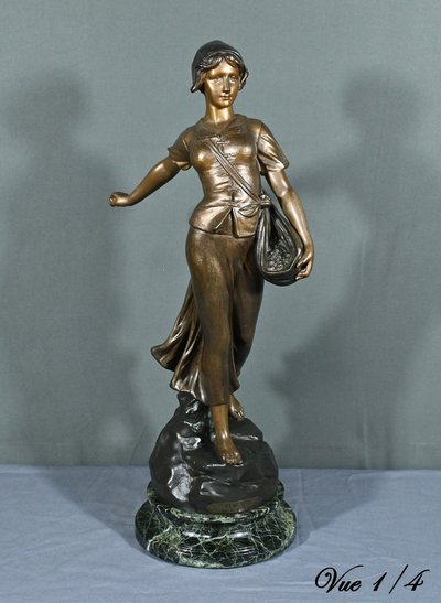 Spelter Sculpture Titled “Sower”, signed A. de Ranieri – Mid 20th century