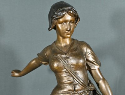 Spelter Sculpture Titled “Sower”, signed A. de Ranieri – Mid 20th century