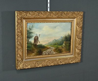 Oil on Canvas “The Mill” by N. Okolowicz – Early 20th Century