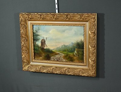 Oil on Canvas “The Mill” by N. Okolowicz – Early 20th Century