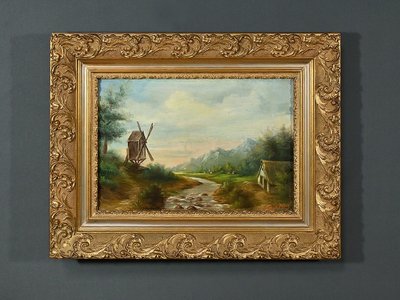 Oil on Canvas “The Mill” by N. Okolowicz – Early 20th Century