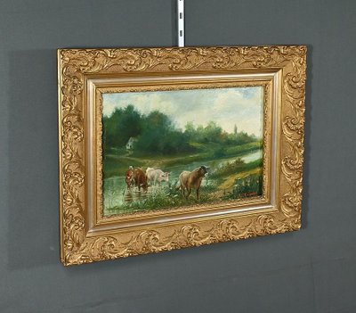 Oil on Canvas “Pastures” by N. Okolowicz – Early 20th Century