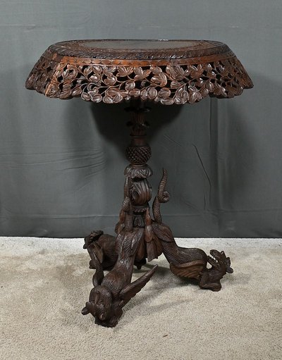 Anglo-Indian Pedestal Table in Exotic Wood – Late 19th Century