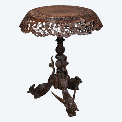 Anglo-Indian Pedestal Table in Exotic Wood – Late 19th Century