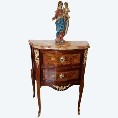 Small Curved Chest of Drawers, Louis XV Style, 19th Century