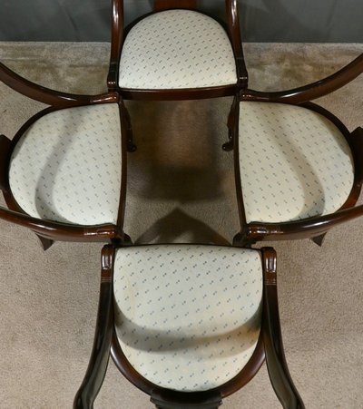 Set of 4 Gondola Chairs in Mahogany, Restoration period – Part 1 of the 19th century