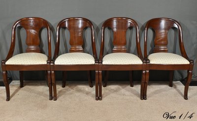 Set of 4 Gondola Chairs in Mahogany, Restoration period – Part 1 of the 19th century