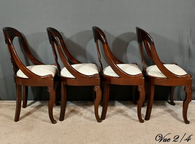 Set of 4 Gondola Chairs in Mahogany, Restoration period – Part 1 of the 19th century