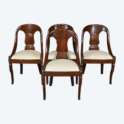 Set of 4 Gondola Chairs in Mahogany, Restoration period – Part 1 of the 19th century