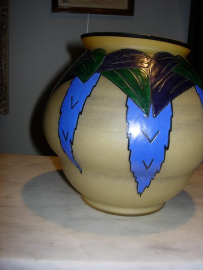 Wunderschöne emaillierte Vase von De Leune