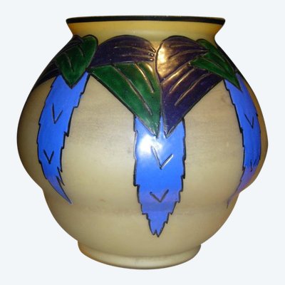 Beautiful enamelled vase by De Leune