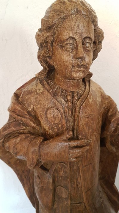 Scultura di San Giovanni Battista in legno di quercia - inizio XVIII secolo - Francia