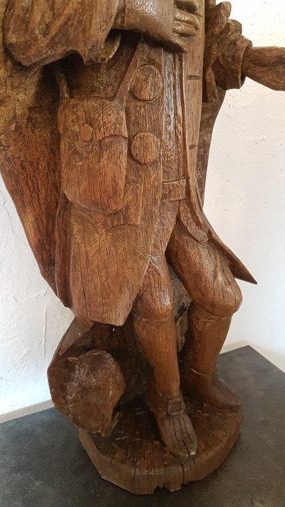 Scultura di San Giovanni Battista in legno di quercia - inizio XVIII secolo - Francia