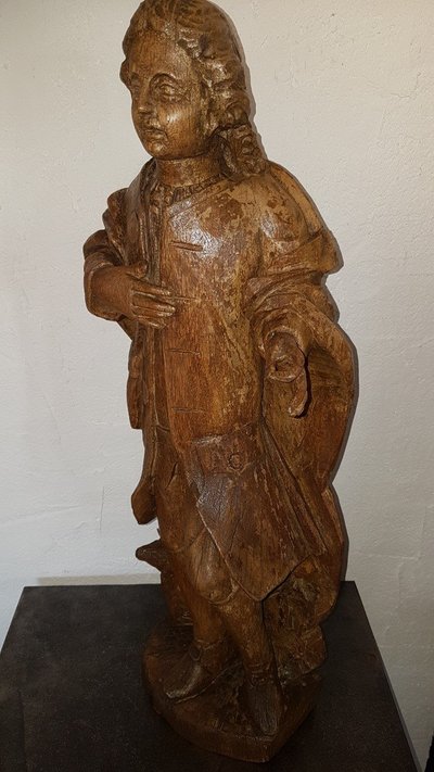 Scultura di San Giovanni Battista in legno di quercia - inizio XVIII secolo - Francia