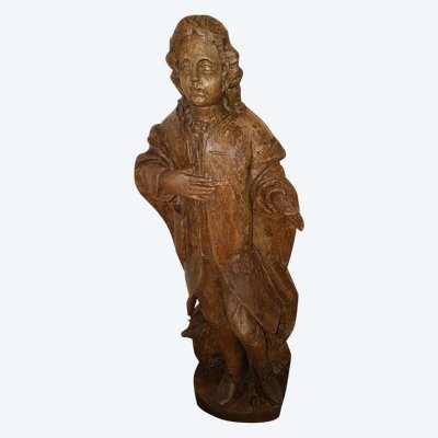 Scultura di San Giovanni Battista in legno di quercia - inizio XVIII secolo - Francia