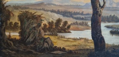 19th Century South American School - Landscape in a Valley Near Mountains and a Tree