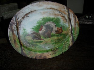 2 Large Painted Porcelain Dishes with Animal Decor