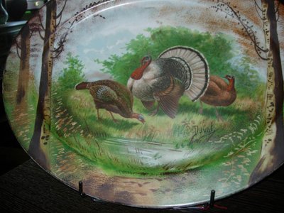 2 Large Painted Porcelain Dishes with Animal Decor