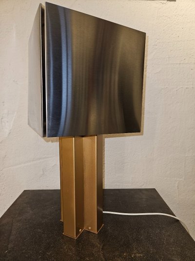 Lampe aus Chrom und goldenem Metall, 1970er