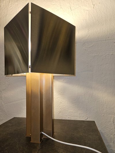 Lampe aus Chrom und goldenem Metall, 1970er