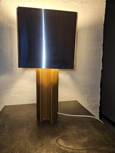 Lampe aus Chrom und goldenem Metall, 1970er