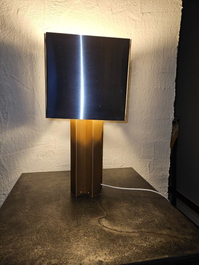 Lampe Métal Chrome Et Métal Doré Année 1970