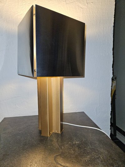 Lampe aus Chrom und goldenem Metall, 1970er