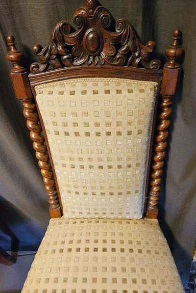 Pair of Louis XIII chairs - 19th century - In solid walnut -