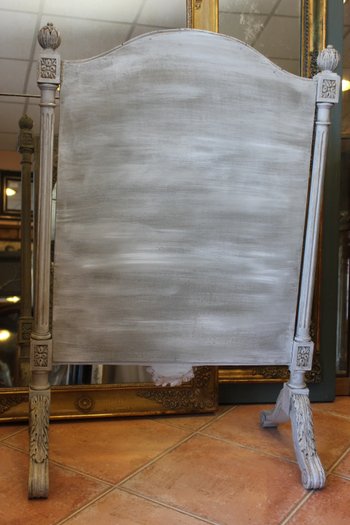 Specchio psiche in stile Luigi XVI, patina, vetro mercurio 63 x 93 cm