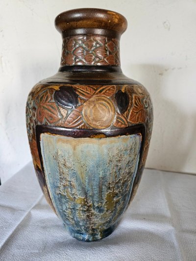 Art Deco Vase Von Joseph Mougin (1876 - 1961) Aus glasiertem Steingut.