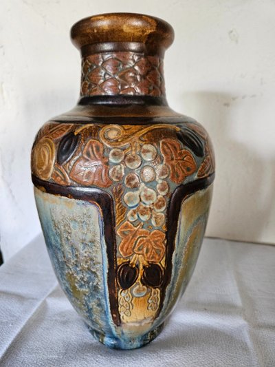 Art Deco Vase Von Joseph Mougin (1876 - 1961) Aus glasiertem Steingut.