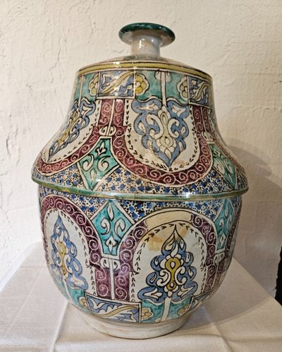 Moroccan Covered Pot - Jobbana - Fez - Late 19th century