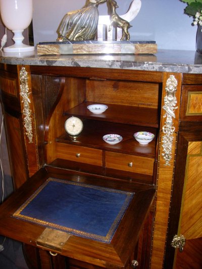 19th century secretary desk with curtain box and side doors