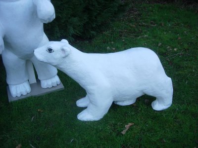 Ensemble De Deux Ours Blancs Emblèmes d'Une Confiserie Foraine Vers 1930