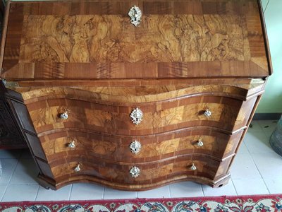 Galbed walnut scriban chest of drawers period LXIV