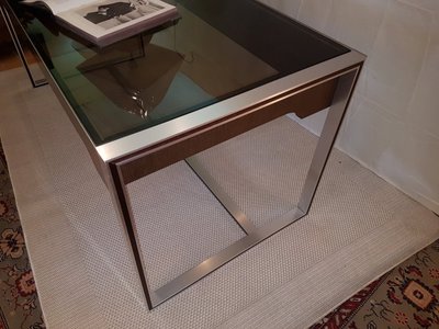 Glass - Aluminum and Rosewood Desk by Designer Philippe Morel-lab 1970