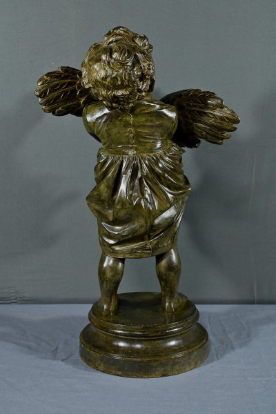 Important Bronze “The Child with the Rooster” after A. Cecioni – Late 19th century