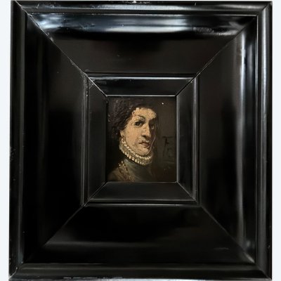 Small 17th century portrait on copper