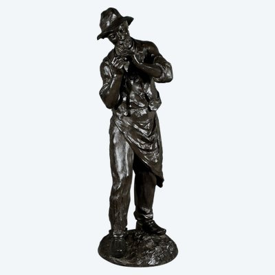 Important Bronze “The Man with the Pipe” signed M. Constant Favre – Late 19th century